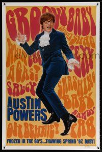 1w066 AUSTIN POWERS: INT'L MAN OF MYSTERY teaser 1sh '97 Mike Myers is frozen in the 60s!