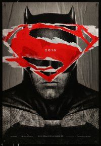 1w099 BATMAN V SUPERMAN teaser DS 1sh '16 cool close up of Ben Affleck in title role under symbol!