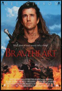1w127 BRAVEHEART style B int'l DS 1sh '95 cool image of Mel Gibson as William Wallace!