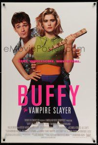 1w132 BUFFY THE VAMPIRE SLAYER DS 1sh '92 great image of Kristy Swanson & Luke Perry!