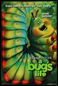 1w135 BUG'S LIFE teaser DS 1sh '98 Walt Disney Pixar CG cartoon, cute image of caterpillar!
