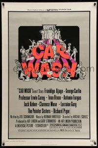1w140 CAR WASH 1sh '76 written by Joel Schumacher, cool Drew Struzan art of cast around title!