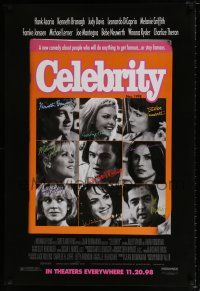 1w151 CELEBRITY advance 1sh '98 Woody Allen, Hank Azaria, Charlize Theron, Leonardo DiCaprio