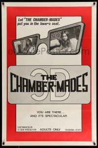 1w152 CHAMBER-MADES 1sh '75 Andrea True, 3-D sex, it puts YOU in the lover's seat!