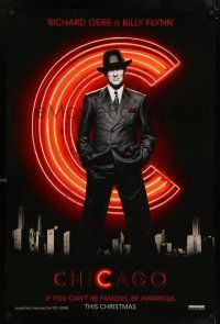1w157 CHICAGO teaser DS 1sh '02 great full-length image of Richard Gere as Billy Flynn!