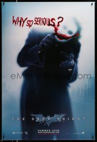 1w183 DARK KNIGHT teaser DS 1sh '08 great image of Heath Ledger as the Joker, why so serious?