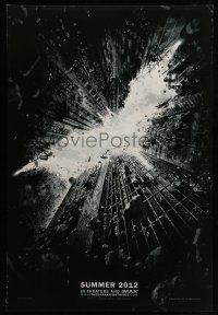 1w186 DARK KNIGHT RISES teaser DS 1sh '12 image of Batman's symbol in broken buildings!