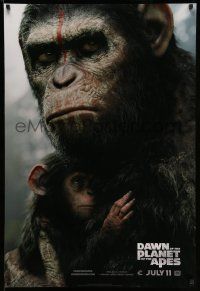 1w189 DAWN OF THE PLANET OF THE APES style B teaser DS 1sh '14 close-up of Caesar w/ his son!