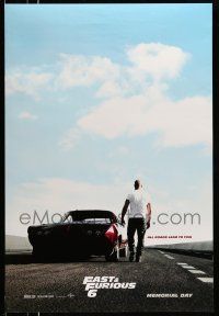 1w259 FAST & FURIOUS 6 teaser DS 1sh '13 image of Vin Diesel on racetrack w/Dodge Daytona!