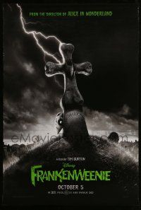 1w272 FRANKENWEENIE teaser DS 1sh '12 Tim Burton, horror image of wacky graveyard!
