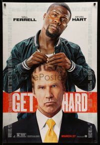 1w293 GET HARD advance DS 1sh '15 wacky image of Ferrell and Hart, an education in incarceration!