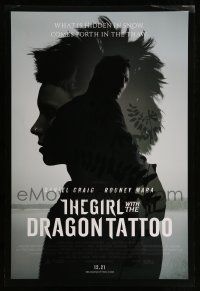 1w298 GIRL WITH THE DRAGON TATTOO advance DS 1sh '11 Daniel Craig, sexy Rooney Mara!