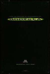 1w304 GODZILLA teaser DS 1sh '98 Roland Emmerich remake, guess who's coming to town!