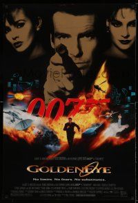 1w305 GOLDENEYE 1sh '95 Pierce Brosnan as secret agent James Bond 007, cool montage!