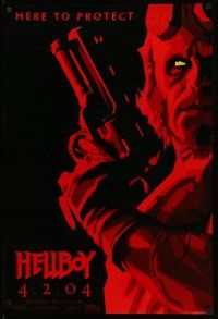 1w337 HELLBOY teaser 1sh '04 Mike Mignola comic, cool red image of Ron Perlman, here to protect!