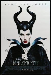 1w509 MALEFICENT advance DS 1sh '14 cool close-up image of sexy Angelina Jolie in title role!