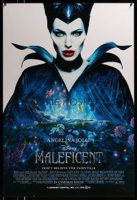 1w510 MALEFICENT int'l advance DS 1sh '14 cool close-up image of sexy Angelina Jolie in title role!