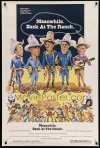 1w523 MEANWHILE BACK AT THE RANCH 1sh '77 great Williams art of John Wayne, Roy Rogers & others!