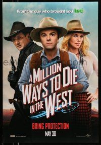 1w536 MILLION WAYS TO DIE IN THE WEST teaser DS 1sh '14 close-up of MacFarlane, Theron, Neeson!