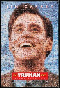 1w800 TRUMAN SHOW teaser DS 1sh '98 really cool mosaic art of Jim Carrey, Peter Weir