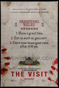 1w814 VISIT teaser DS 1sh '15 M. Night Shyamalan, grandma's rules, gruesome image!