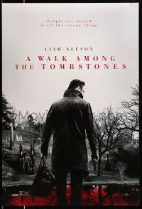 1w815 WALK AMONG THE TOMBSTONES teaser DS 1sh '14 Liam Neeson in graveyard w/gun!