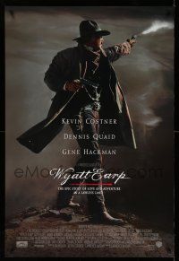 1w839 WYATT EARP advance DS 1sh '94 cool image of Kevin Costner in the title role firing gun!
