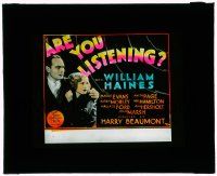 1x008 ARE YOU LISTENING glass slide '32 William Haines, Madge Evans, radio murder mystery!