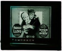 1x041 HIGH & DIZZY glass slide '20 great image of Harold Lloyd & Mildred Davis with telephone!
