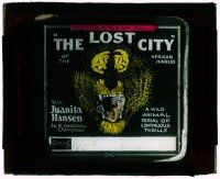 1x049 LOST CITY glass slide '20 great image of Juanita Hansen literally in the jaws of a tiger!