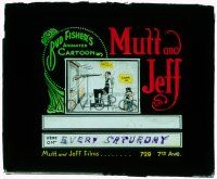 1x061 MUTT & JEFF glass slide '10s great black comedy cartoon art of the duo created by Bud Fisher!