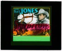 1x080 SANDFLOW glass slide '37 cool close up of cowboy Buck Jones & artwork riding his horse!