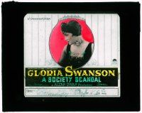 1x083 SOCIETY SCANDAL glass slide '24 head & shoulders art of elegant Gloria Swanson w/cool jewelry!