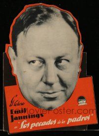 1x179 SINS OF THE FATHERS die-cut Uruguayan herald '28 bootlegger Emil Jannings blinded his own son!