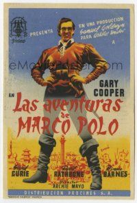 1x439 ADVENTURES OF MARCO POLO Spanish herald '37 great different full-length art of Gary Cooper!