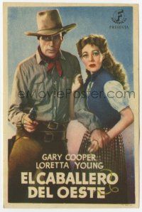 1x445 ALONG CAME JONES Spanish herald 1947 cool different image of Gary Cooper & Loretta Young!