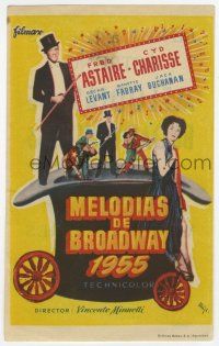 1x459 BAND WAGON Spanish herald '55 MCP art of Fred Astaire & sexy Cyd Charisse by giant top hat!