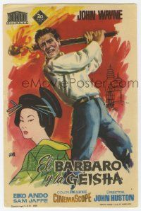 1x461 BARBARIAN & THE GEISHA Spanish herald '59 Jano art of John Wayne & Eiko Ando, John Huston!