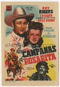 1x466 BELLS OF ROSARITA Spanish herald '45 different Ramon art of Roy Rogers, Dale Evans & Trigger!