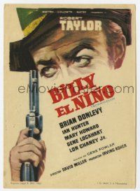1x471 BILLY THE KID Spanish herald '63 cool different close up art of outlaw Robert Taylor w/ gun!