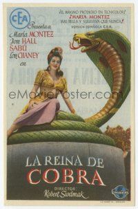 1x518 COBRA WOMAN Spanish herald '47 cool image of sexy Maria Montez on giant snake statue!