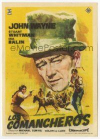 1x519 COMANCHEROS Spanish herald '62 different Jano art of John Wayne, directed by Michael Curtiz!