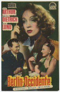 1x563 FOREIGN AFFAIR Spanish herald '50 Jean Arthur & sexy Marlene Dietrich, John Lund, different!