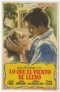 1x579 GONE WITH THE WIND Spanish herald R50s romantic close up of Clark Gable & Vivien Leigh!