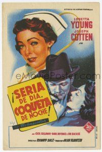 1x589 HALF ANGEL Spanish herald '54 different Soligo art of Loretta Young & Joseph Cotten!