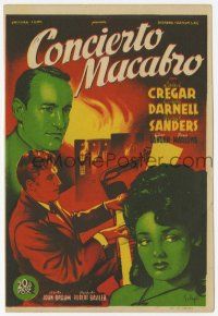 1x590 HANGOVER SQUARE Spanish herald '45 Soligo art of Linda Darnell, George Sanders & Cregar!