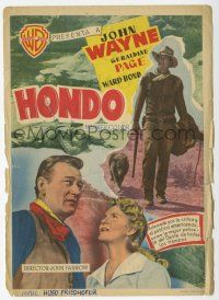 1x599 HONDO Spanish herald '54 two great images of cowboy John Wayne + Geraldine Page
