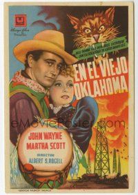 1x615 IN OLD OKLAHOMA Spanish herald '45 John Wayne, Martha Scott, different wildcat artwork!