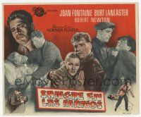1x636 KISS THE BLOOD OFF MY HANDS Spanish herald '51 diff images of Burt Lancaster & Joan Fontaine!