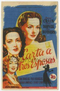 1x653 LETTER TO THREE WIVES Spanish herald '49 Soligo art of Jeanne Crain, Linda Darnell & Sothern!